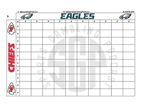 Printable Super Bowl 57 Squares Grid Kansas City Chiefs Vs