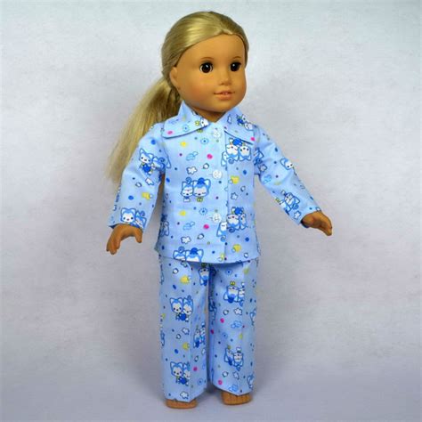 Doll Clothes Fits 18 American Girl Doll Print Cats Blue