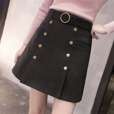 Buy Autumn Winter Woolen Mini Skirts Womens Slim Warm