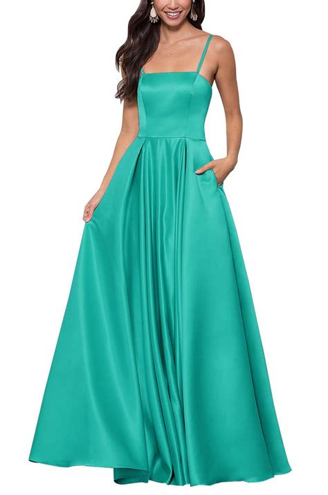 Spaghetti Straps Prom Dresses Long A Line Formal Evening Gowns For