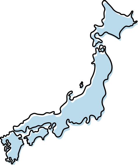 Stylized Simple Outline Map Of Japan Icon Blue Sketch Map Of Japan