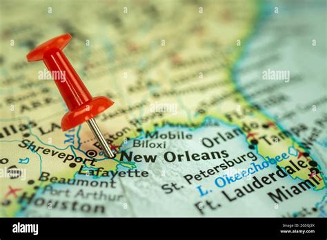 Ubicación Nueva Orleans Ciudad En Louisiana Mapa Con El Pin Rojo