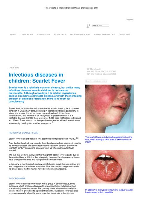 Pdf Infectious Diseases In Children Scarlet Fever