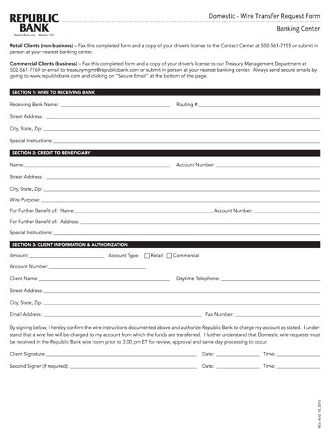 A traditional money wire goes from one bank to another using a network such as the society for worldwide interbank financial telecommunication (swift) or fedwire. First Republic Bank Wire Transfer Form - Fill Out and Sign ...