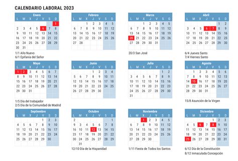 calendario laboral para 2023 – Plaza Sindical