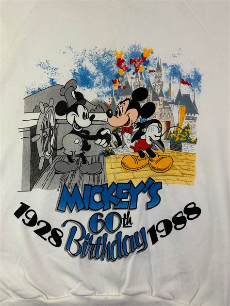 Vintage Mickey Mouse 60th Birthday 1988 Sweatshirt White Etsy