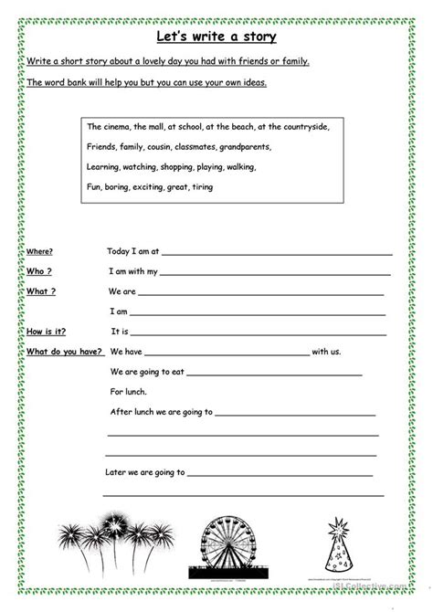 Here's our list of creative writing exercises for beginners and aspiring writers. Let's write a short story worksheet - Free ESL printable ...