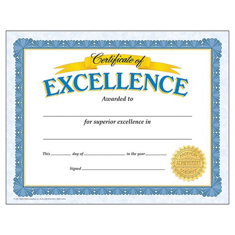 Certificate Of Excellence Classic Certificates 30 Ct T 11301 Trend