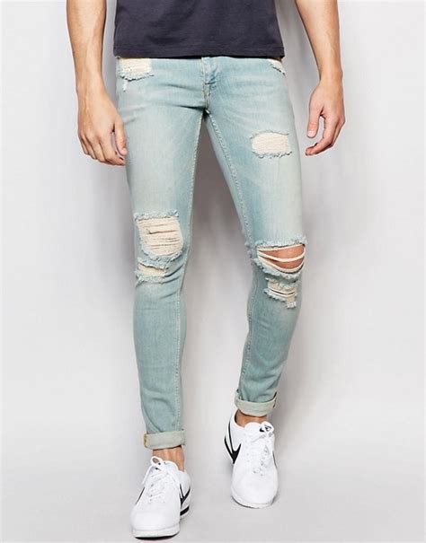Asos Asos Extreme Super Skinny Jeans With Rips