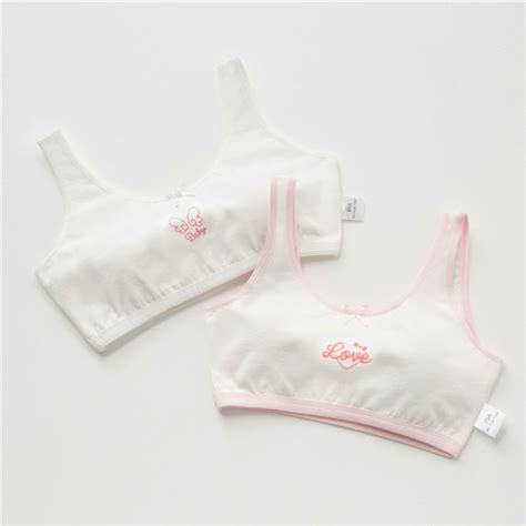 Young Girls First Training Bra Pink White Cotton Solid One Piece