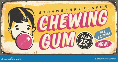 Chewing Gum Retro Ad Sign Template Stock Vector Illustration Of