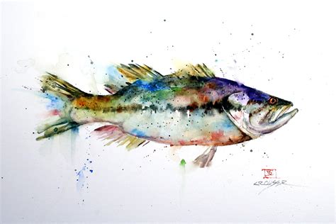 Largemouth Bass Watercolor Fish Print By Dean Crouser Etsy