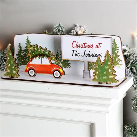 Personalised Driving Home For Christmas Wooden Scene Pukka Ts