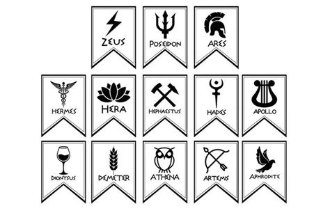 Greek Gods Symbols Banner Percy Jackson Inspired Perfect Etsy Greek