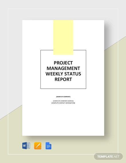 Instantly Download Weekly Project Management Status Report Template