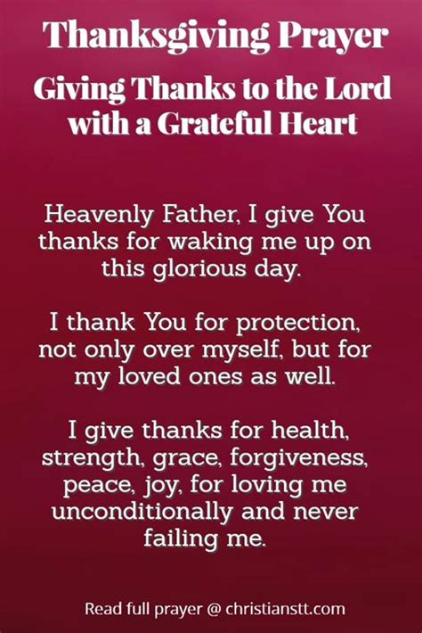 Thanksgiving Prayer Giving Thanks To The Lord With A Grateful Heart