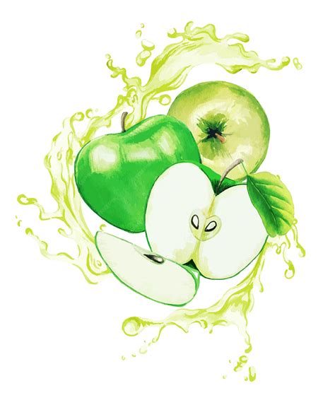 Premium Vector Green Apples In The Splash Of Light Green Juice