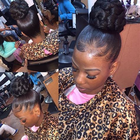 Packing gel hairstyles look good on most women. braided bun. #THEHAIRBOSSLOUNGE | Natural hair styles, Ponytail styles, Black hair updo hairstyles