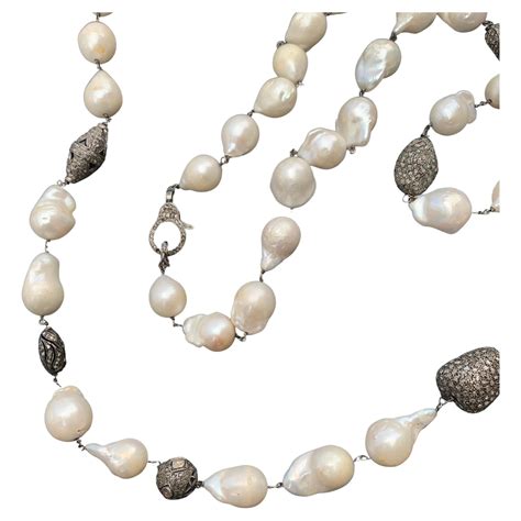 Baroque Pearl Necklace With Silver Filigree Clasp At 1stdibs