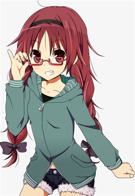 Anime Glasses Png Anime Girl Red Hair Young Hd Png Download 8849169