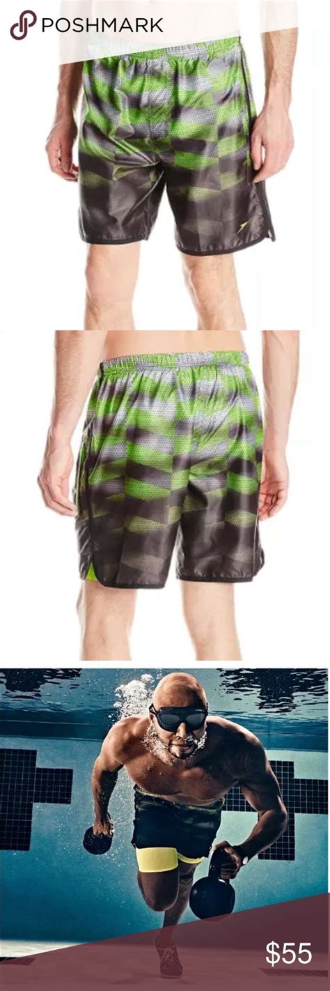 Speedo Mens Green And Black Swim Trunks Shorts Brand New In Package