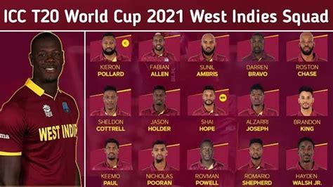 West Indies Squad Announced For Icc T20 World Cup Ann