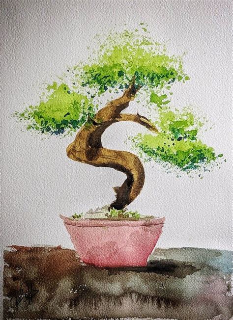 Its Been Awhile Heres A Bonsai Tree Watercolor Bonsai Tree