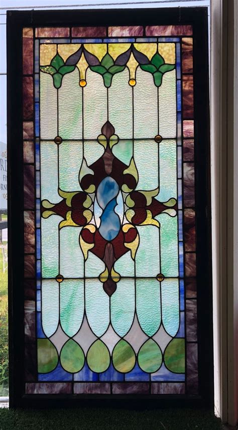 Antique Leaded Stained Glass Window 30 X 60 — Ardesh Antique Stained Glass Windows Stained