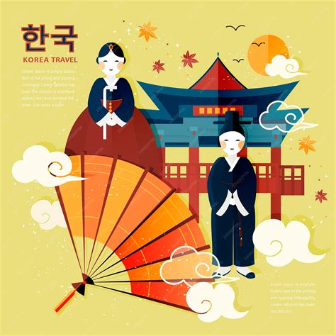 Premium Vector Traditional Korean Culture Symbol In Travel Poster