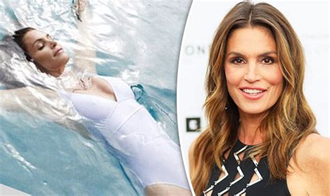 Cindy Crawford 51 Exposes Nipples In Clingy Swimsuit In Sexy Shoot