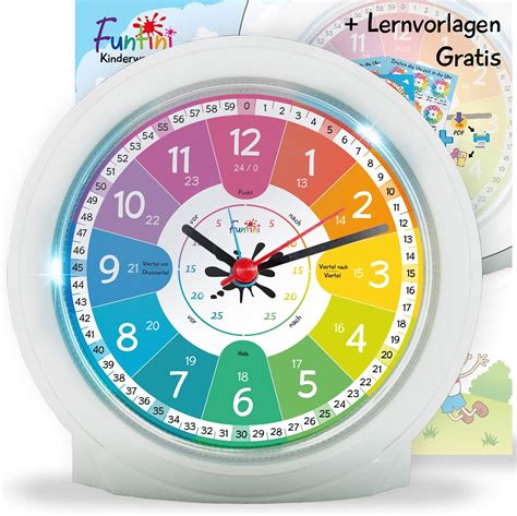 Funtini Childrens Alarm Clock Set Silent No Ticking With Night Light