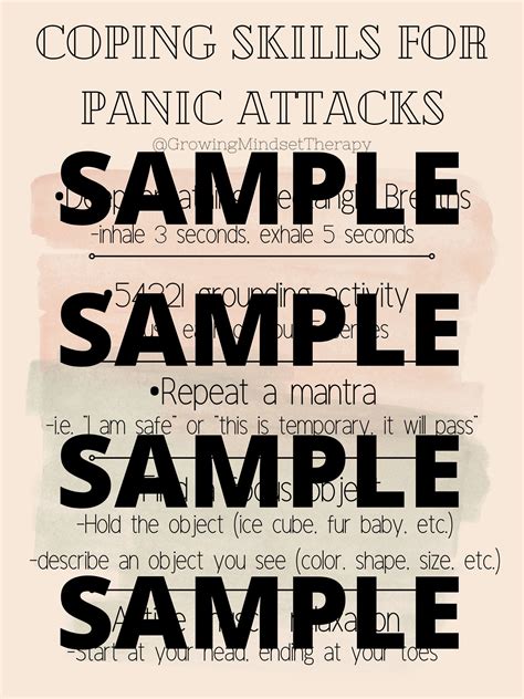 Coping Skills For Panic Attacks Worksheet Etsy