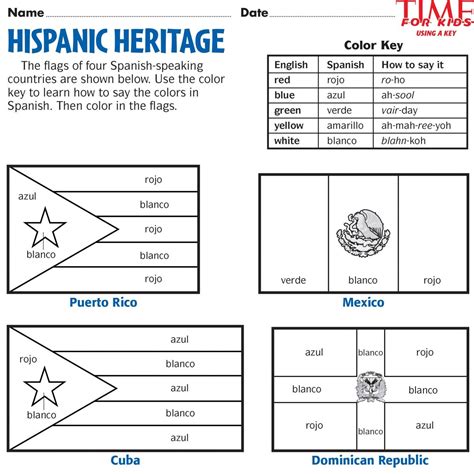 Printables For Hispanic Heritage Month Time For Kids How To Speak