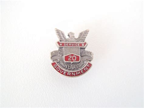 Vintage Us Government 20 Years Service Lapel Pin Sterling Etsy