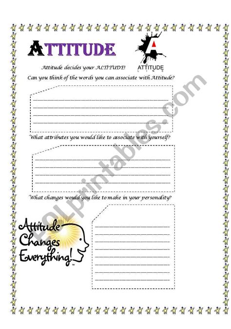 English Worksheets Attitude