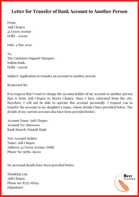 Sample letter to employer for informing change of bank account for salary transfer. Letter Template Providing Bank Details / Request Letter To ...