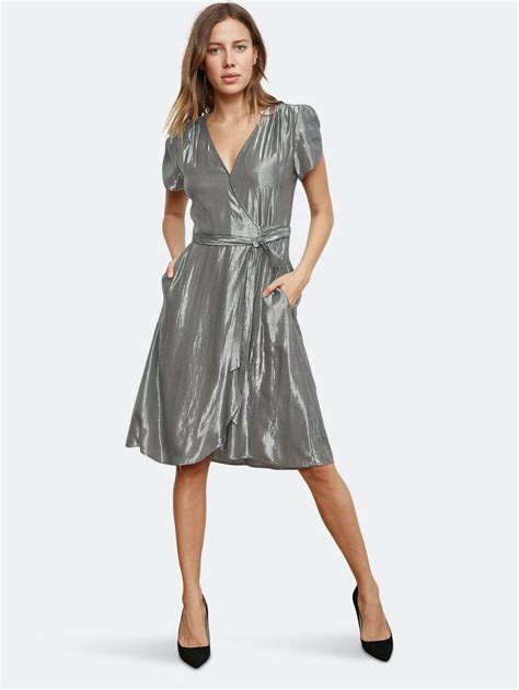 Velvet Calina Wrap Dress In Gunmetal Wrap Dress Dresses Fashion