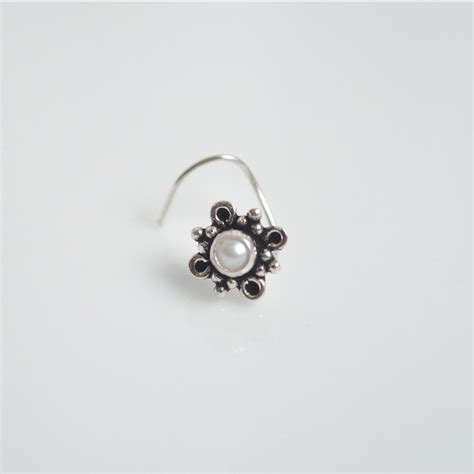 Stone Silver Nose Pin Oxidized Silver Ring Nose Pin And Clip Folkways