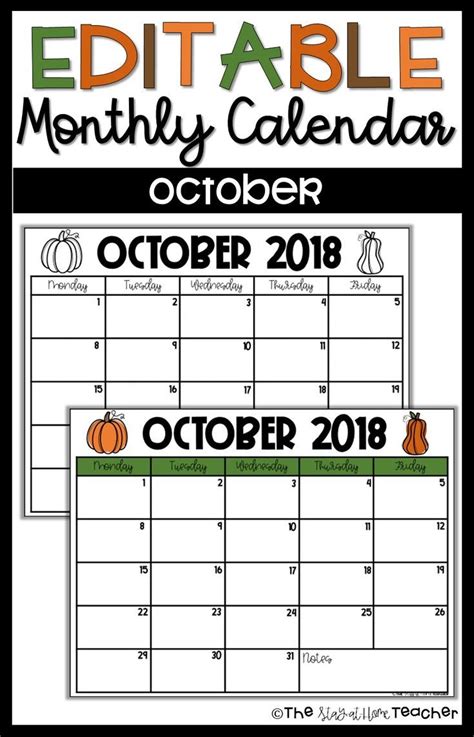 Stay Organized This October With These Easy To Use Editable Calendars