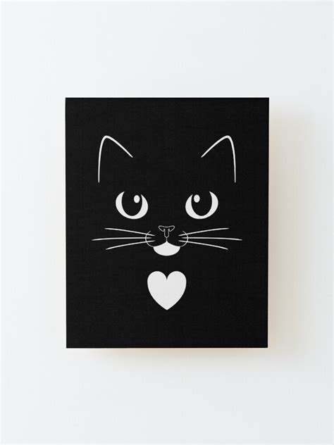 Tuxedo Cat Face With Heart Mounted Print By Lcwaterworth Redbubble
