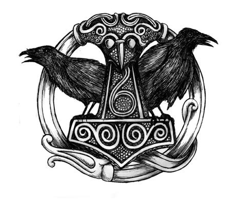 Mjolnir And Huginn And Muninn Norse Mythology Tattoo Norse Tattoo