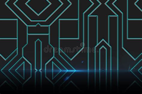 Abstract Illustration Of Green Neon Geometrical Shapes Against Black