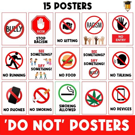 Do Not Signs Anti Bullying Poster Signs Decor Visual Printable Signs Poster Label Classroom