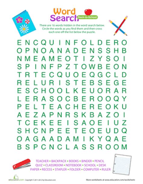 7 Free Printable Back To School Word Searches