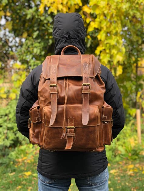 Extra Large Innovative Leather Hiking Backpack Travel | Etsy