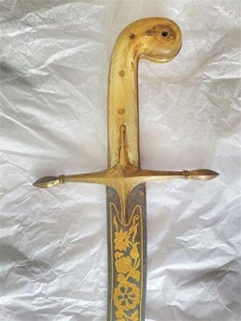 Lot An Ottoman Gold Horn Hilted Steel Sword Shamshir Turkey Th Century