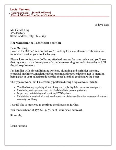 Copy/paste and edit this cover letter template for an interior designer or download it in word and tailor it to meet your specific needs. Maintenance Technician Cover Letter Sample | Cover letter ...