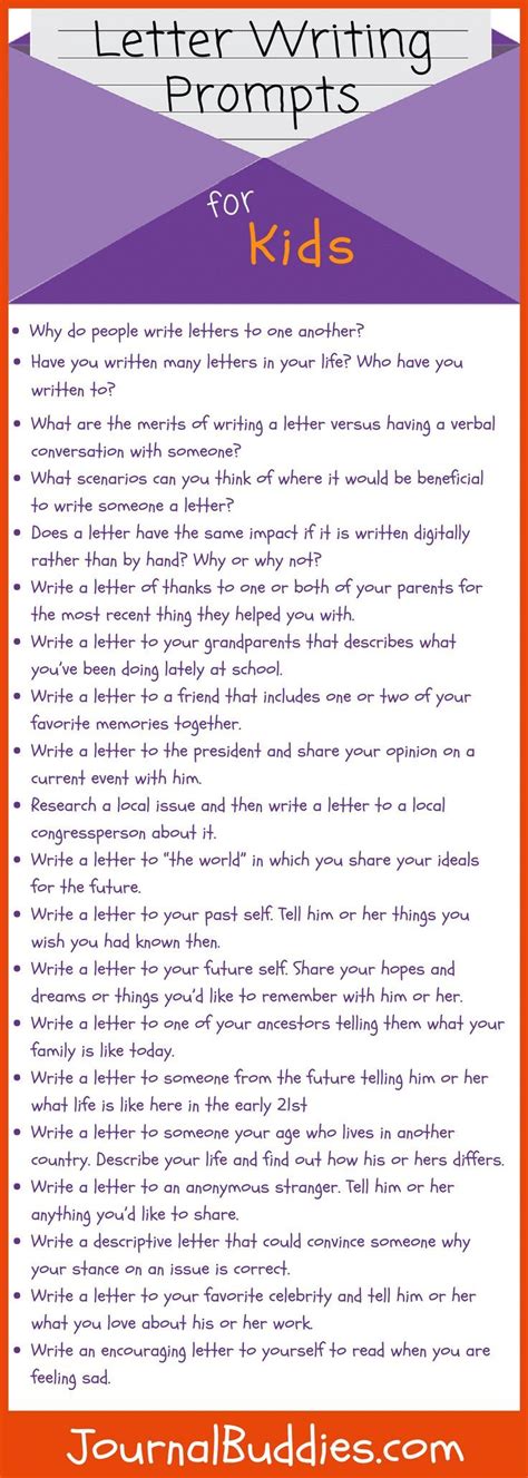 4 low characteristics that make the paper a low 4 additional instructional steps for the writer's growth would include: Letter Writing Prompts for Kids! | Writing prompts for kids, Writing prompts funny, Writing lessons