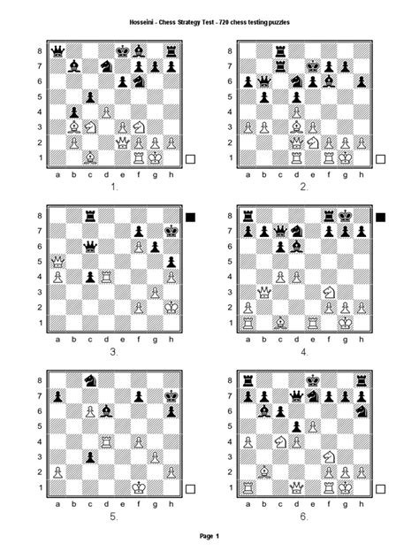 The most common chess openings. Hosseini_-_Chess_Strategy_Test_-_720_chess_testing_puzzles_TO_SOLVE_-_BWC.pdf | Games Of Mental ...