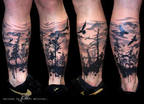 Forest In Shadow Tattoo By Robert Witczuk Forest Tattoos Tattoos